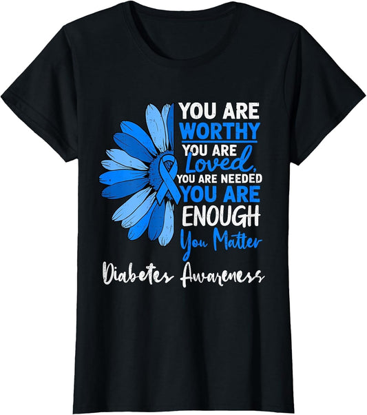 Motivational Type 1 Diabetes Awareness T1D Ribbon Blue