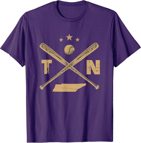 Vintage Map TN Tennessee Baseball Bats Coach Hometown Pride