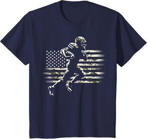 Camo US Flag American Football Player
