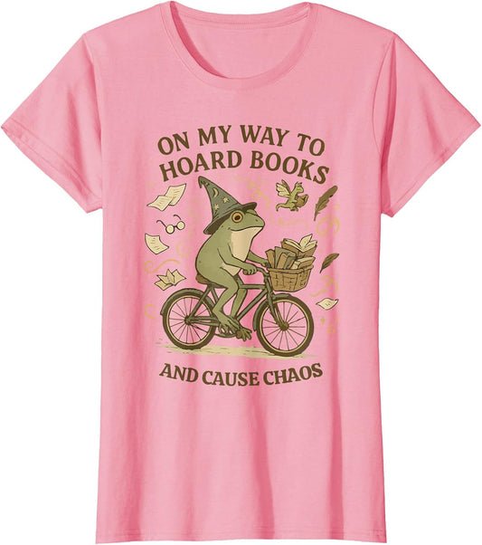 On My Way to Hoard Books and Cause Chaos Funny Frog