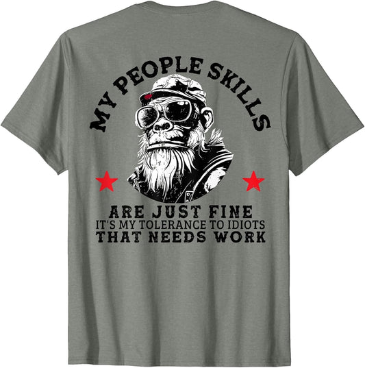 My People Skills are Just Fine Funny Monkey (On Back)