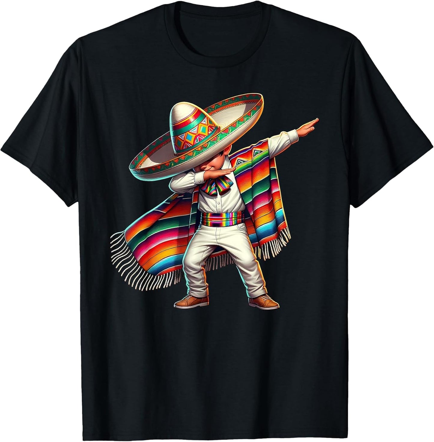 Funny Dabbing Mexican Poncho Sombrero Cinco de Mayo Boy