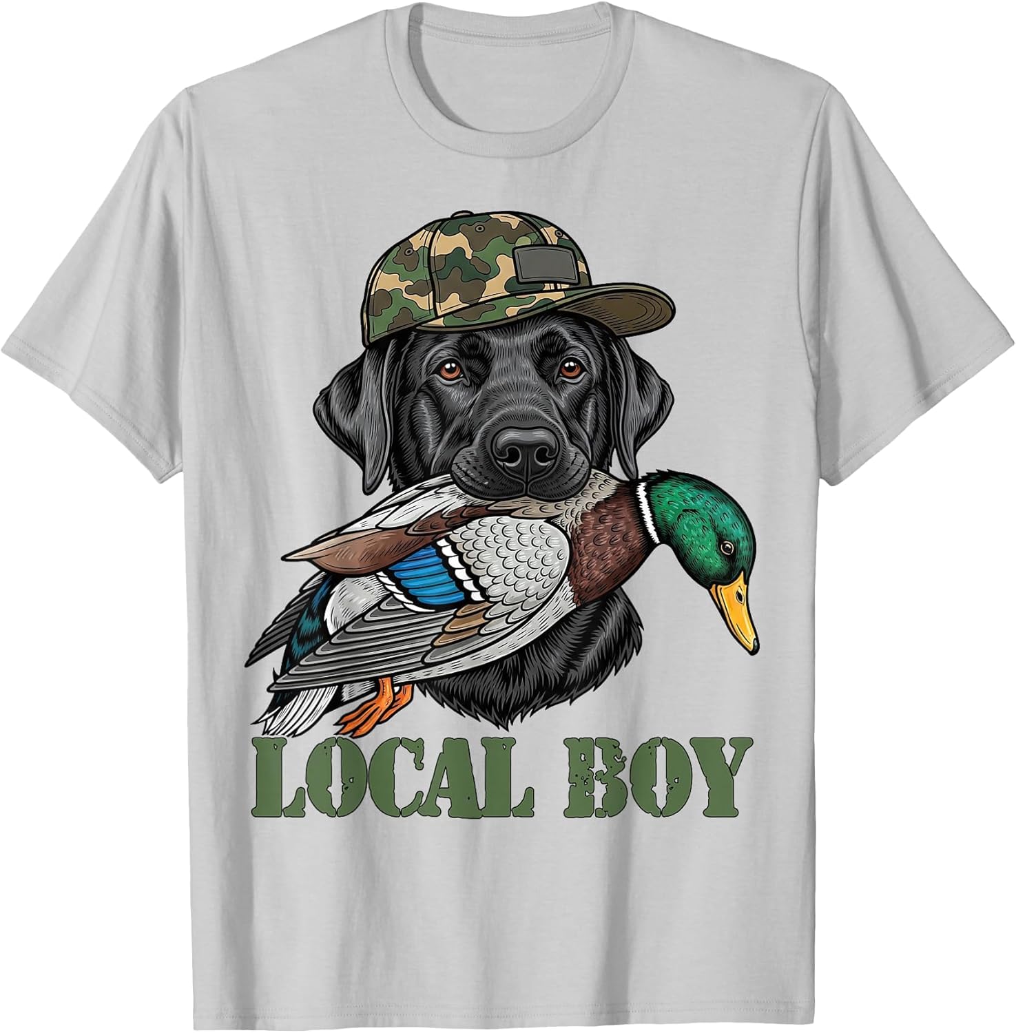 Local Boy Duck Hunting Black Lab Labrador Retriever Dog