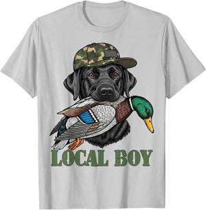 Local Boy Duck Hunting Black Lab Labrador Retriever Dog