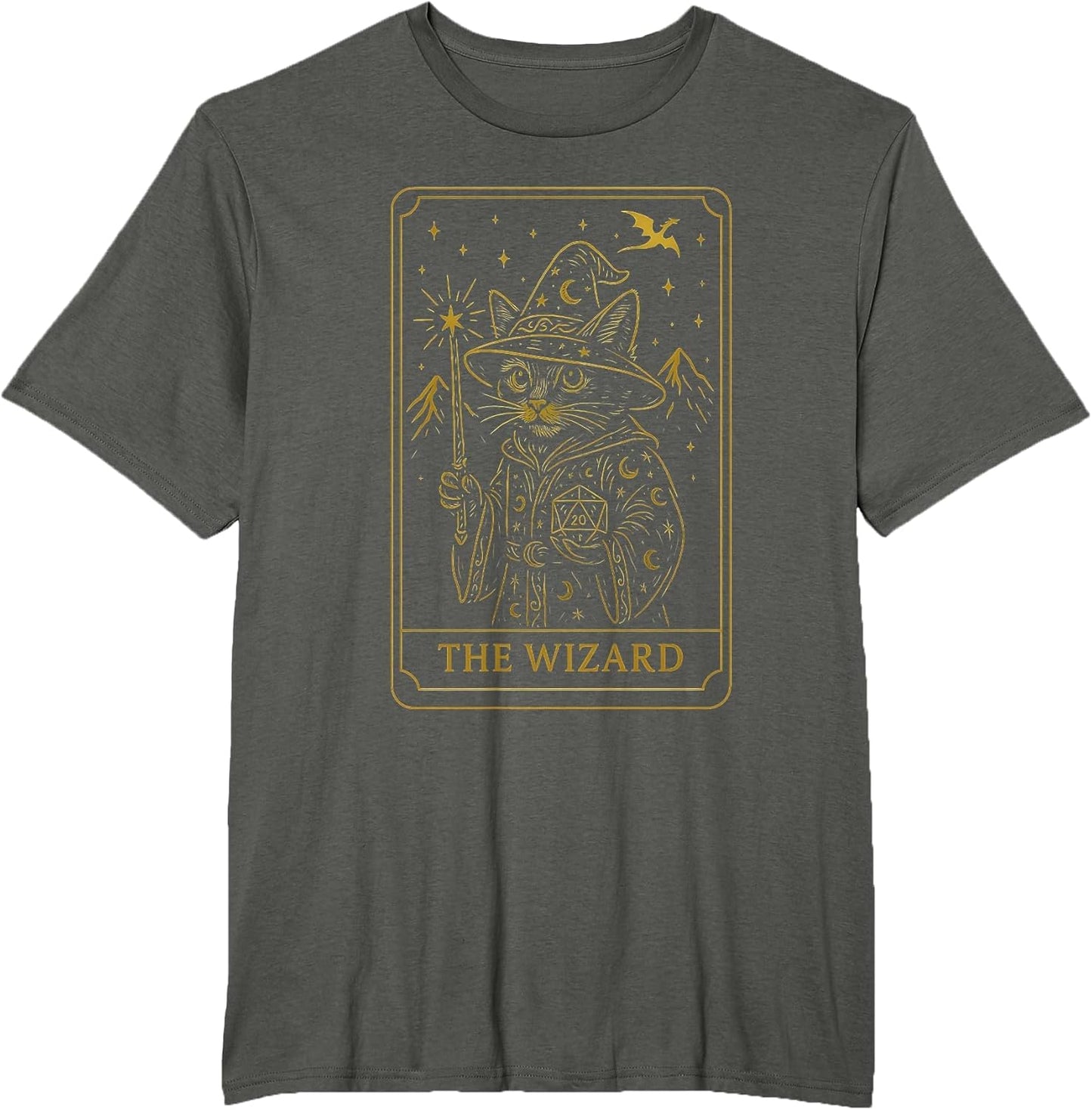 RPG Gamer Wizard D20 Dice Nerdy Geek Cat Men Women Kids