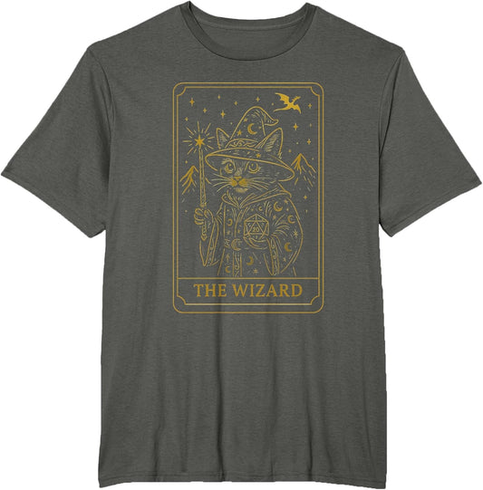 RPG Gamer Wizard D20 Dice Nerdy Geek Cat Men Women Kids
