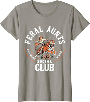 Feral Aunts Social Club Western Cowgirl Riding Tiger Retro
