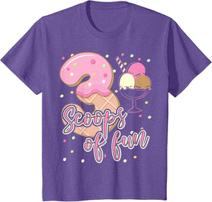 Kids 3 Scoops of Fun Ice Cream Birthday Theme 3 Years Old Girls