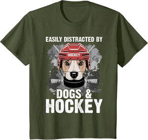 Easily Distracted by Dogs and Hockey Funny Dog Owner