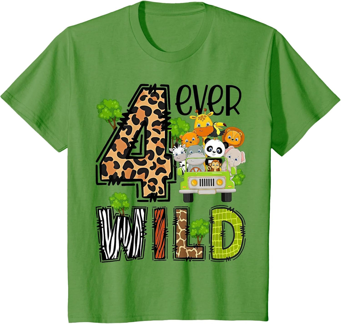 Kids Four Ever Wild 4 Year Old 4th Birthday Young Safari Zoo Bday
