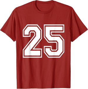 Number 25 Varsity Sports Team Jersey 25th Birthday 25 Years
