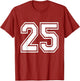 Number 25 Varsity Sports Team Jersey 25th Birthday 25 Years