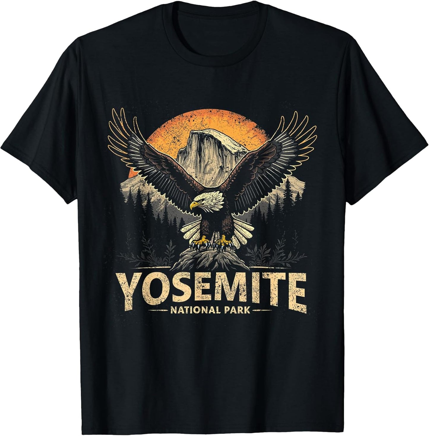 Vintage Yosemite National Park Bald Eagle & Half Dome