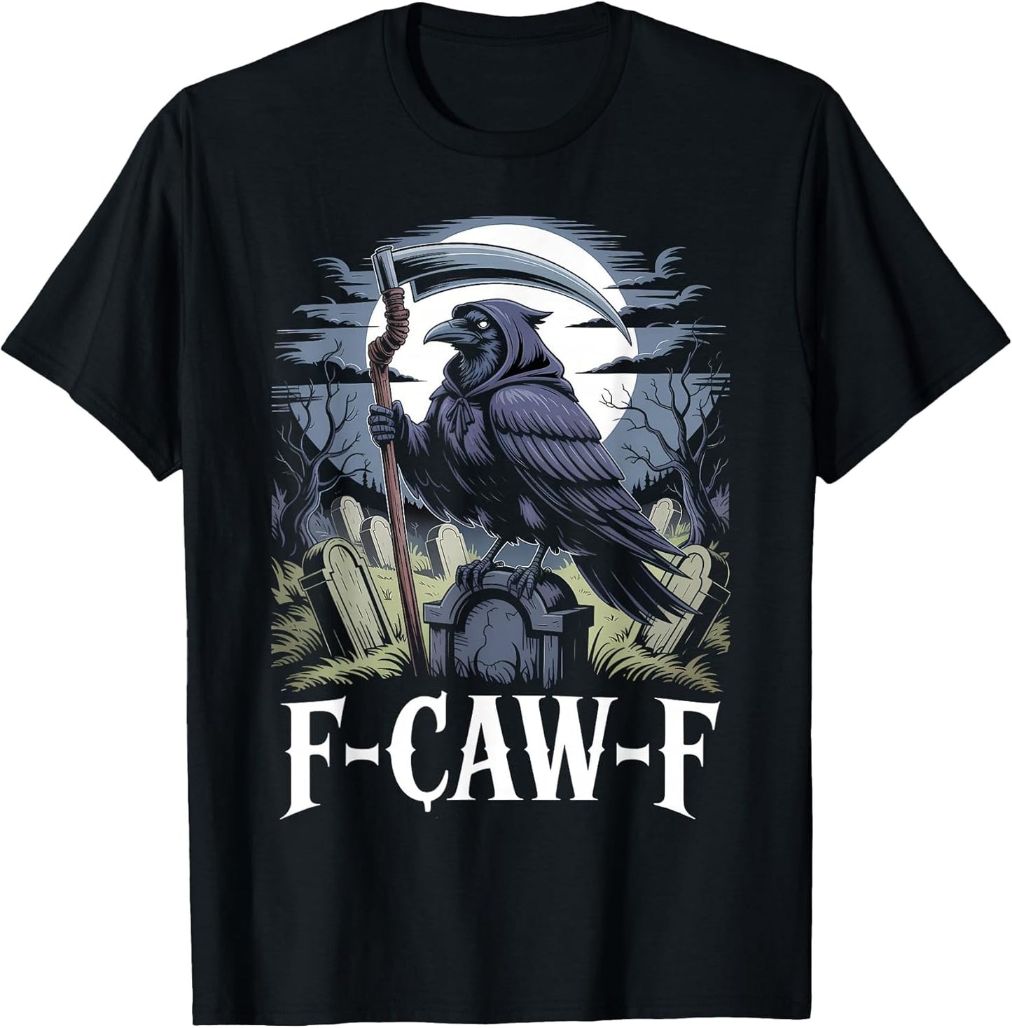 Gothic Grim Reaper Raven on Coffin Dark F-Caw-F Black Crow