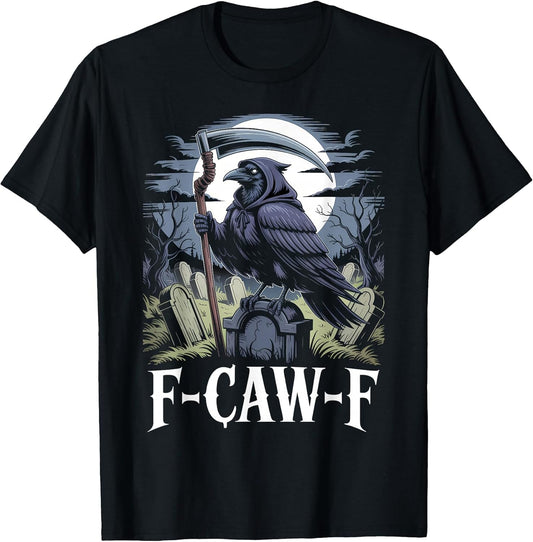 Gothic Grim Reaper Raven on Coffin Dark F-Caw-F Black Crow