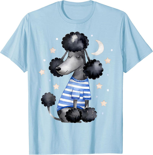 Sleepy Black Poodle Stars and Moon Dog Lover Sleeping Pajama