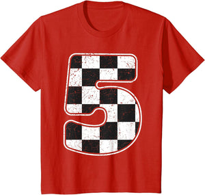 Kids Birthday Boy 5 Five Race Car 5th Birthday Racing Car Flag