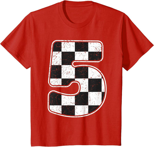 Kids Birthday Boy 5 Five Race Car 5th Birthday Racing Car Flag
