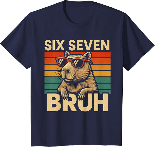 Six Seven Bruh Capybara Retro Vintage Funny 67 Meme Kids