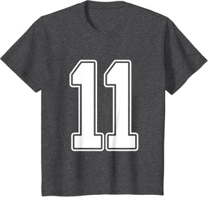 #11 White Outline Number 11 Sports Fan Jersey Style