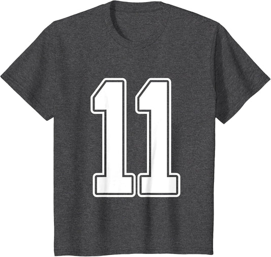 #11 White Outline Number 11 Sports Fan Jersey Style
