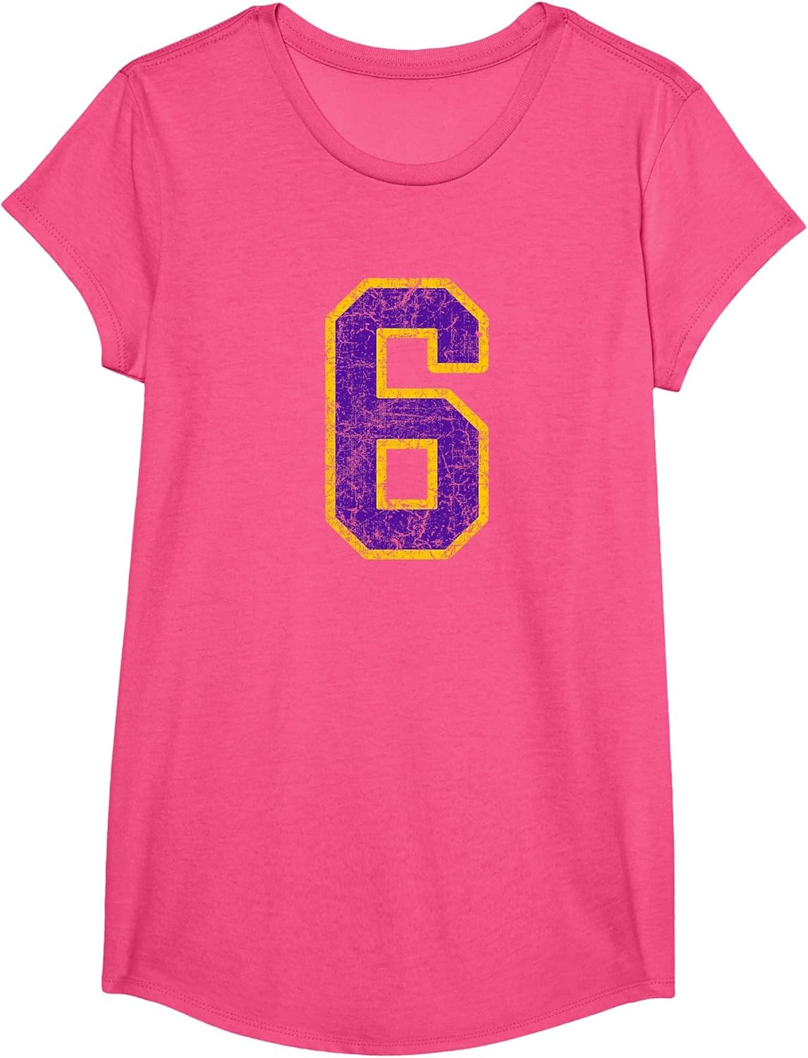 Purple Gold Number 6 Jersey Player Uniform #6 Grunge