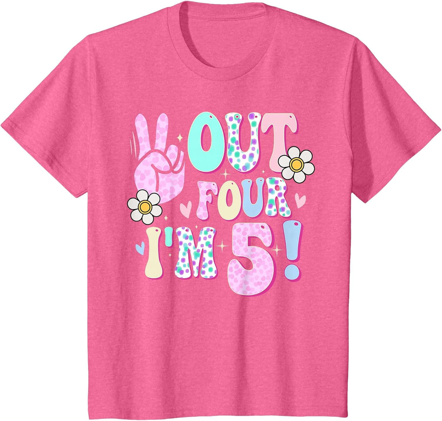 Peace Out Four I'm 5 Five Year Old Girl 5th Birthday