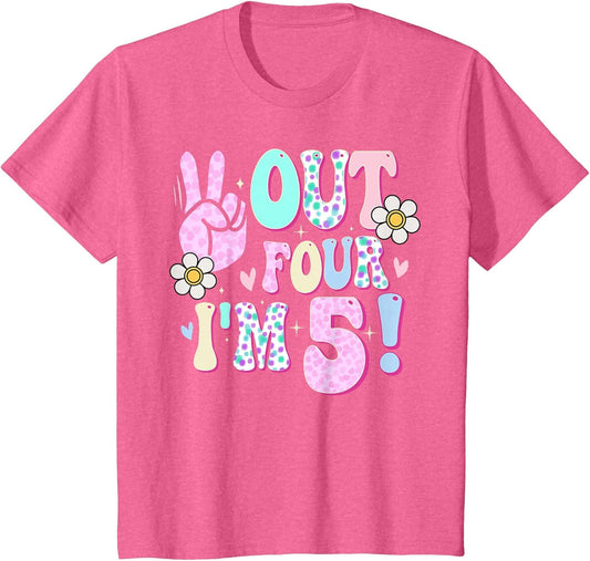Peace Out Four I'm 5 Five Year Old Girl 5th Birthday