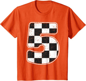 Kids Birthday Boy 5 Five Race Car 5th Birthday Racing Car Flag