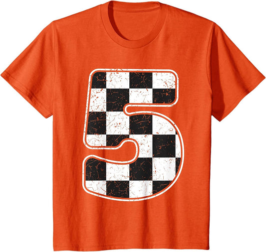 Kids Birthday Boy 5 Five Race Car 5th Birthday Racing Car Flag