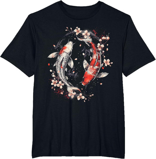 Cherry Blossom Koi Carp Fish Japanese Sakura Graphic Art