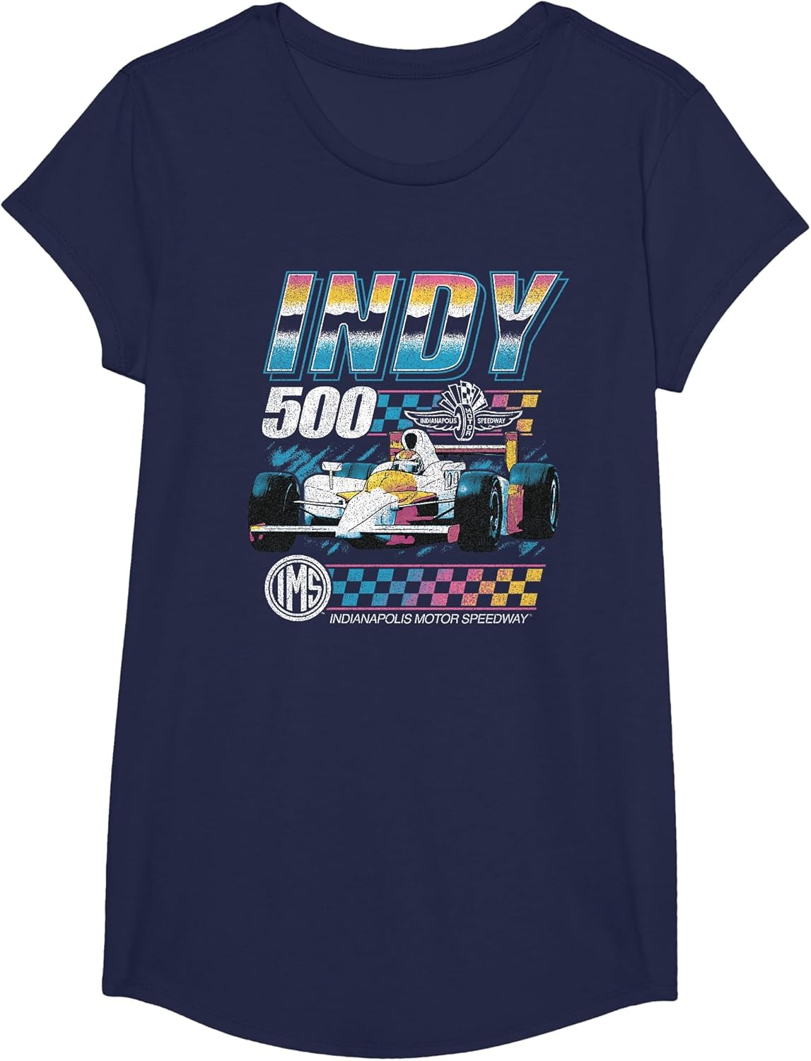 Indy 500 Indianapolis Motor Speedway Distressed Chrome Neon