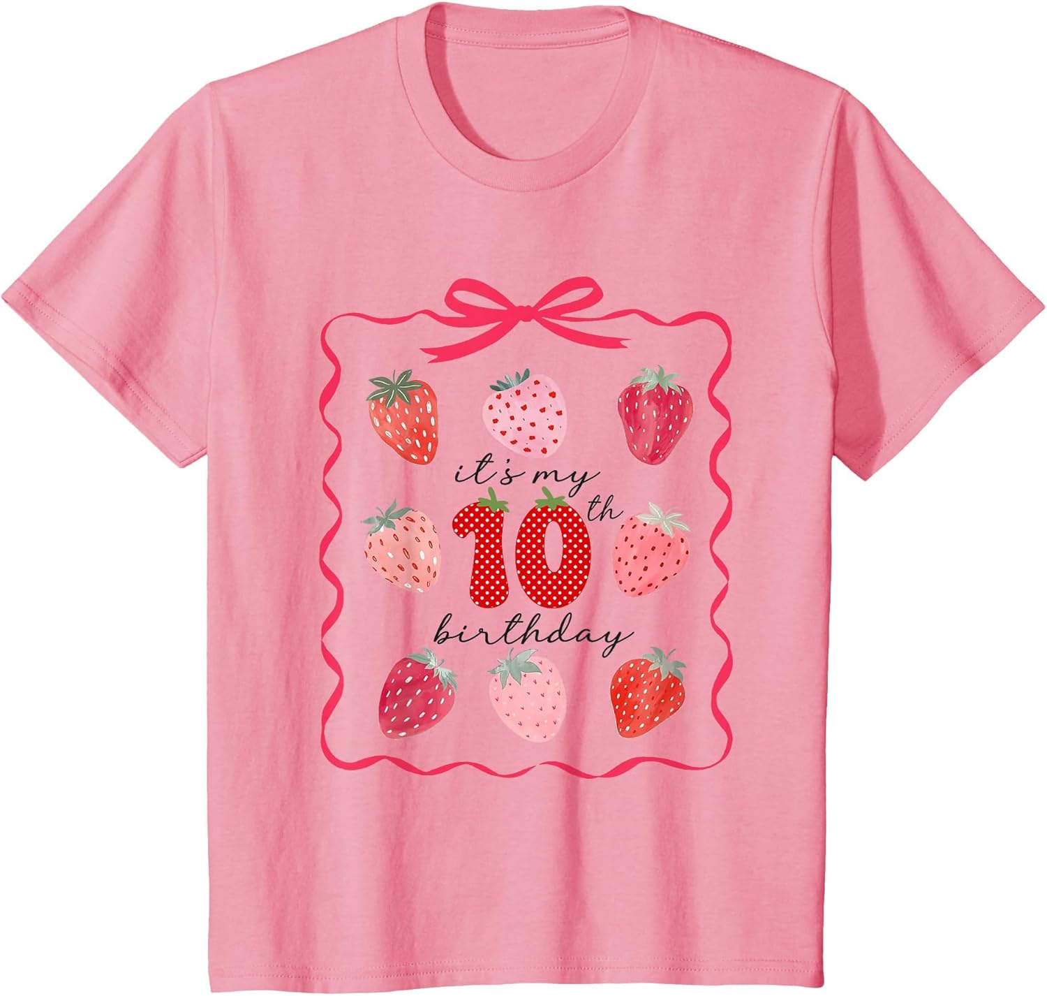 It's 10th Birthday Girl Preppy Strawberry Coquette Birthday