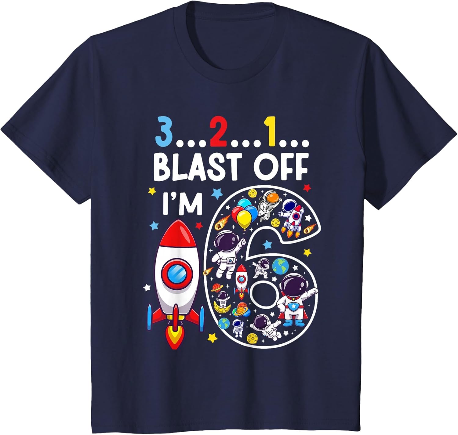 Kids 6 Year Old Astronaut Outer Space Birthday 6th Birthday Boys