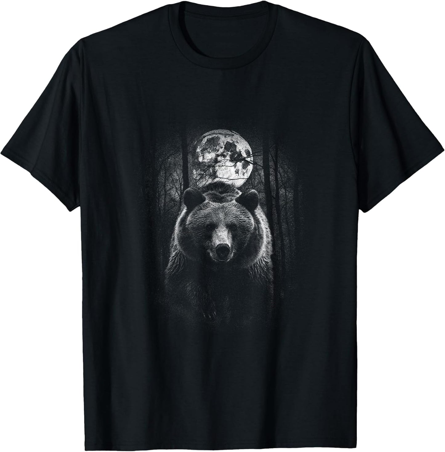 Grizzly Bear in darkforest at Night and Fullmoon Wild Bear