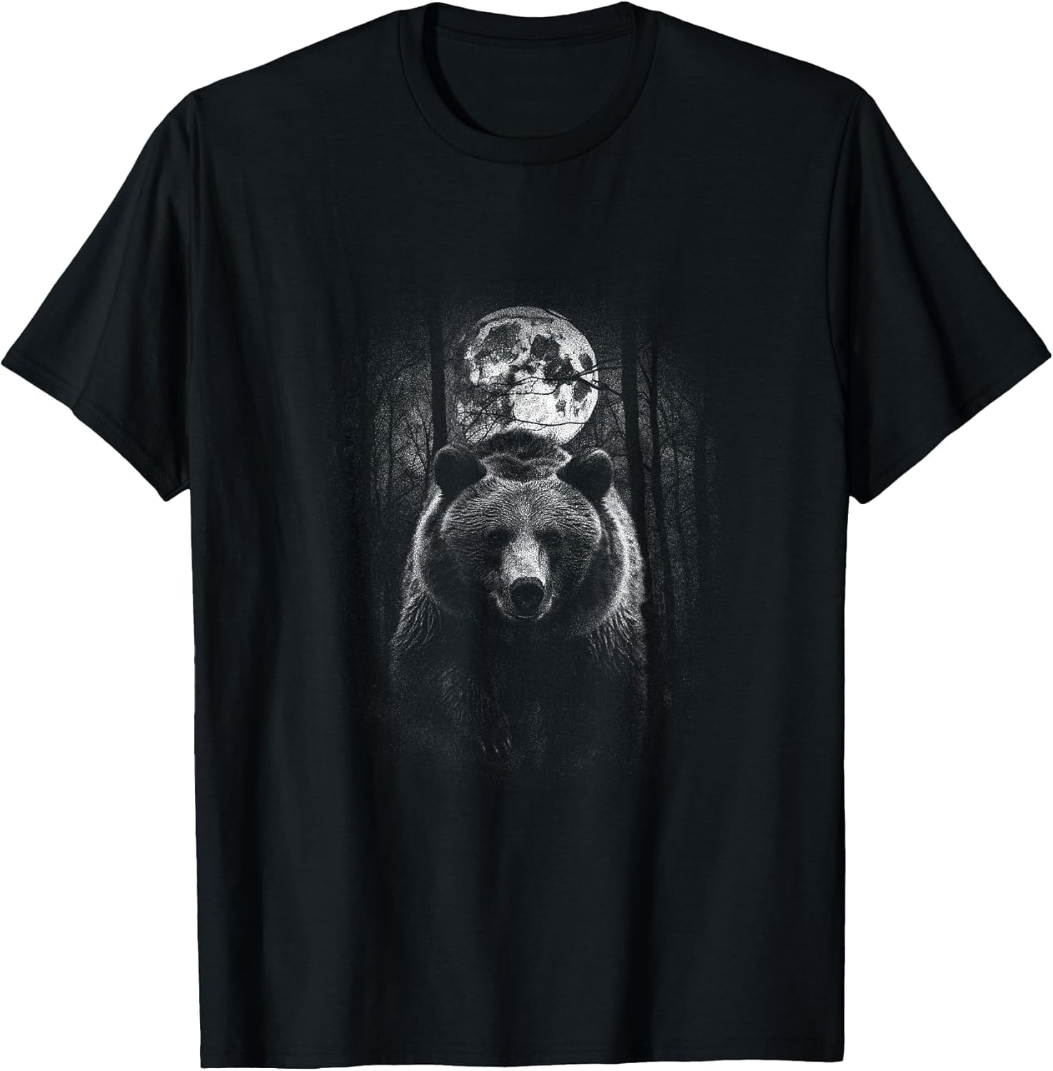 Grizzly Bear in darkforest at Night and Fullmoon Wild Bear