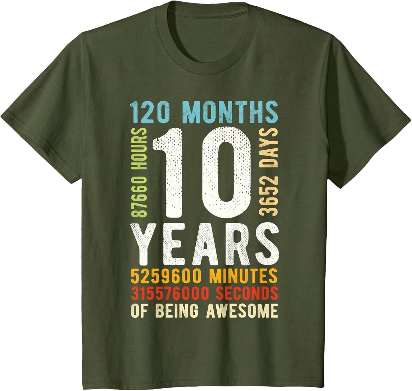 10th Birthday 10 Years Old Vintage Retro 120 Months