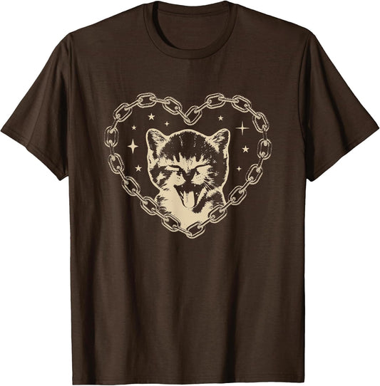 Cute Y2K Cat Heart Emo Goth 90s 2000s Vintage Graphic