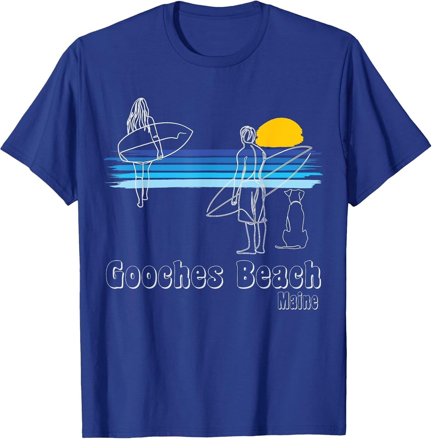 Gooches Beach Maine Surf Guy, Girl with Dog Surfing