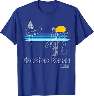 Gooches Beach Maine Surf Guy, Girl with Dog Surfing