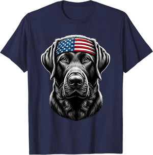 Black Labrador Patriotic Lab 4th of July USA American Flag