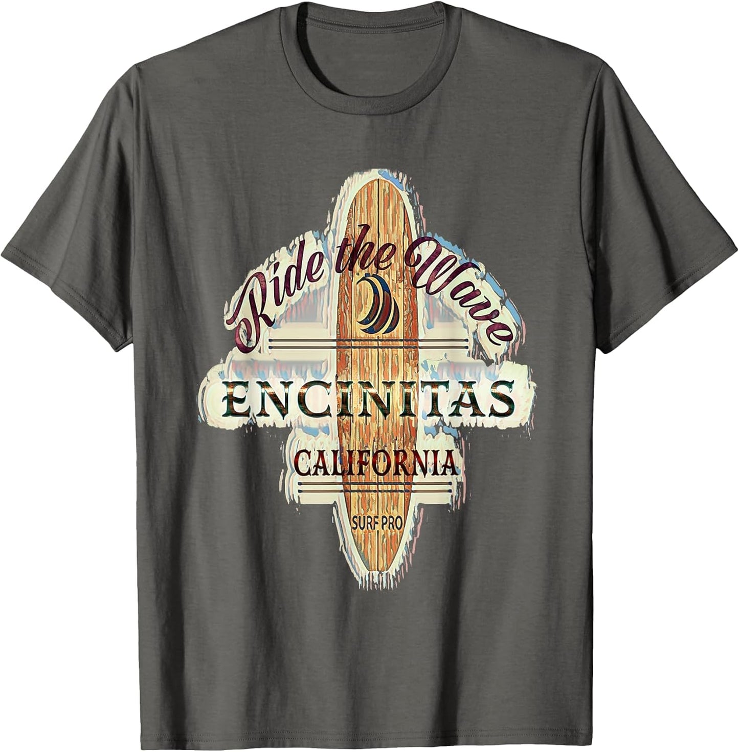 Encinitas Distressed Vintage Retro Surfboard Sign