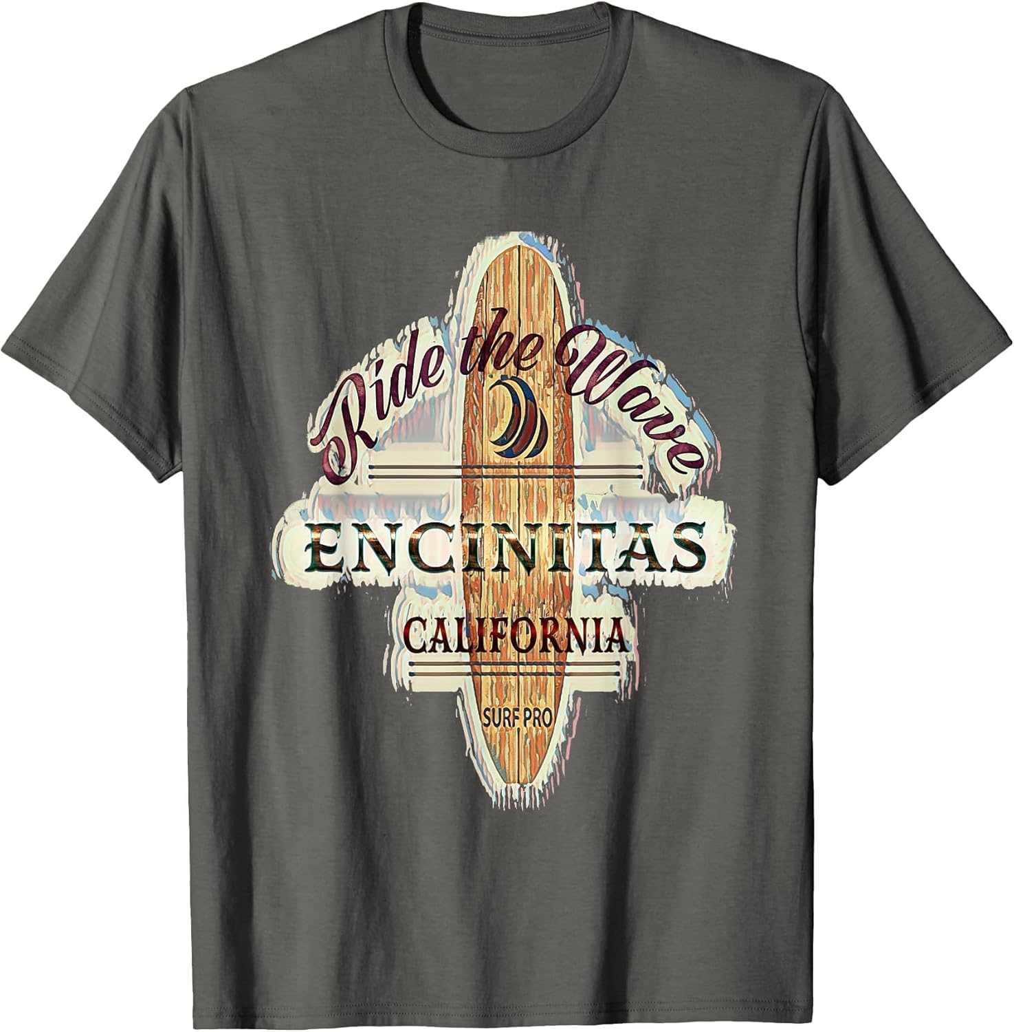 Encinitas Distressed Vintage Retro Surfboard Sign