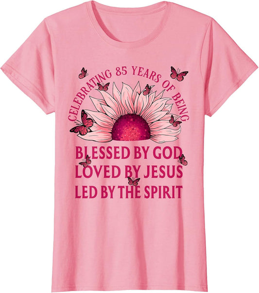 Blessed by God for 85 Years Pink Sunflower Birthday