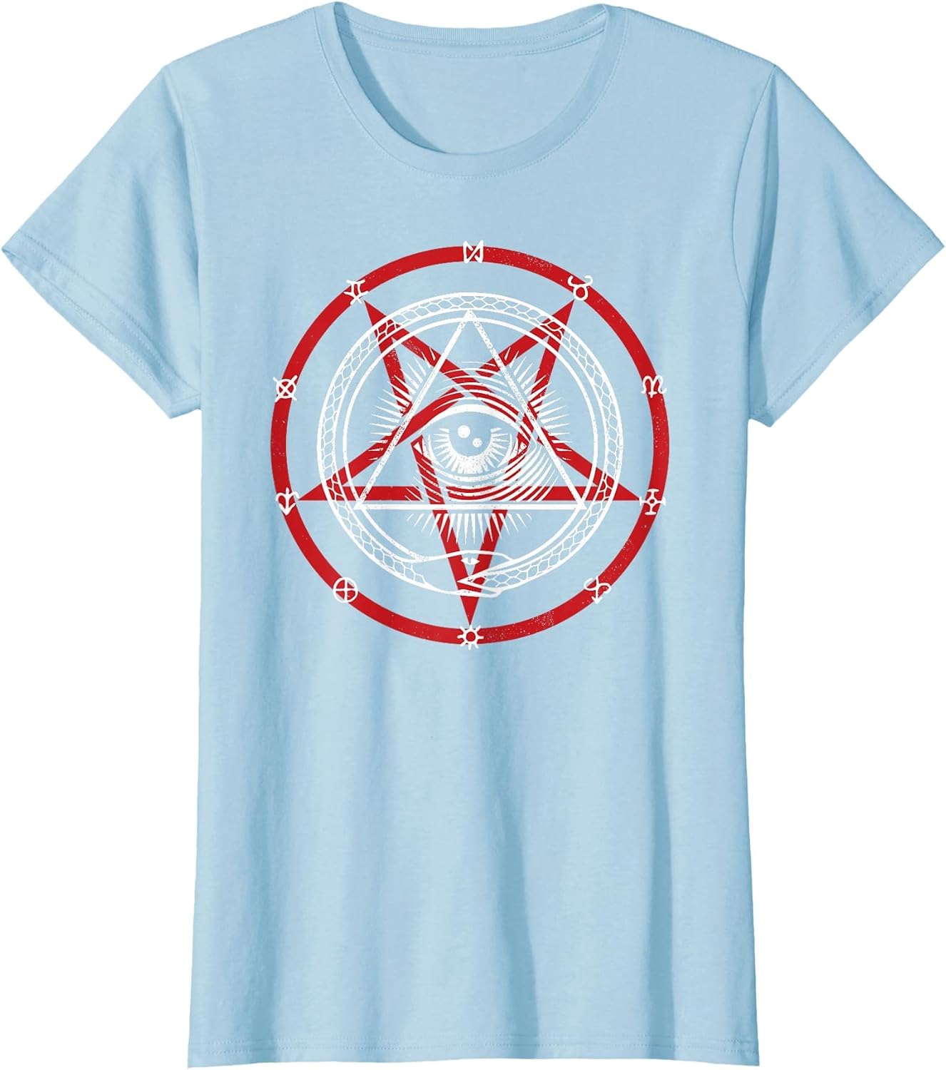 Pentagram with Occult Symbols, God Eye & Snake Eating Itself
