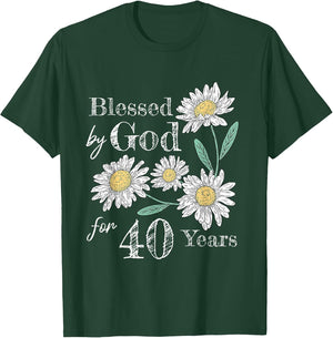 40th Birthday Flower Decor Blessed by God for 40 Years Old