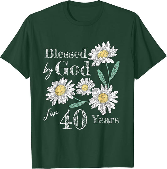40th Birthday Flower Decor Blessed by God for 40 Years Old