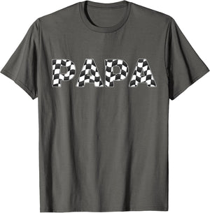 Checkered Race car Papa White Black Checkerboard Men Flag