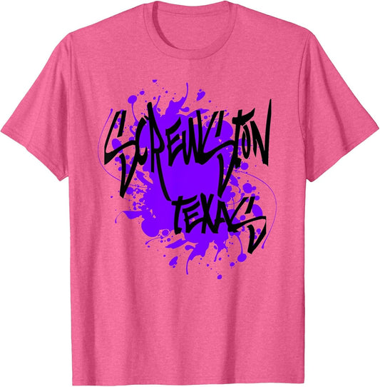Screwston Texas Houston Design with Purple Paint Splatter
