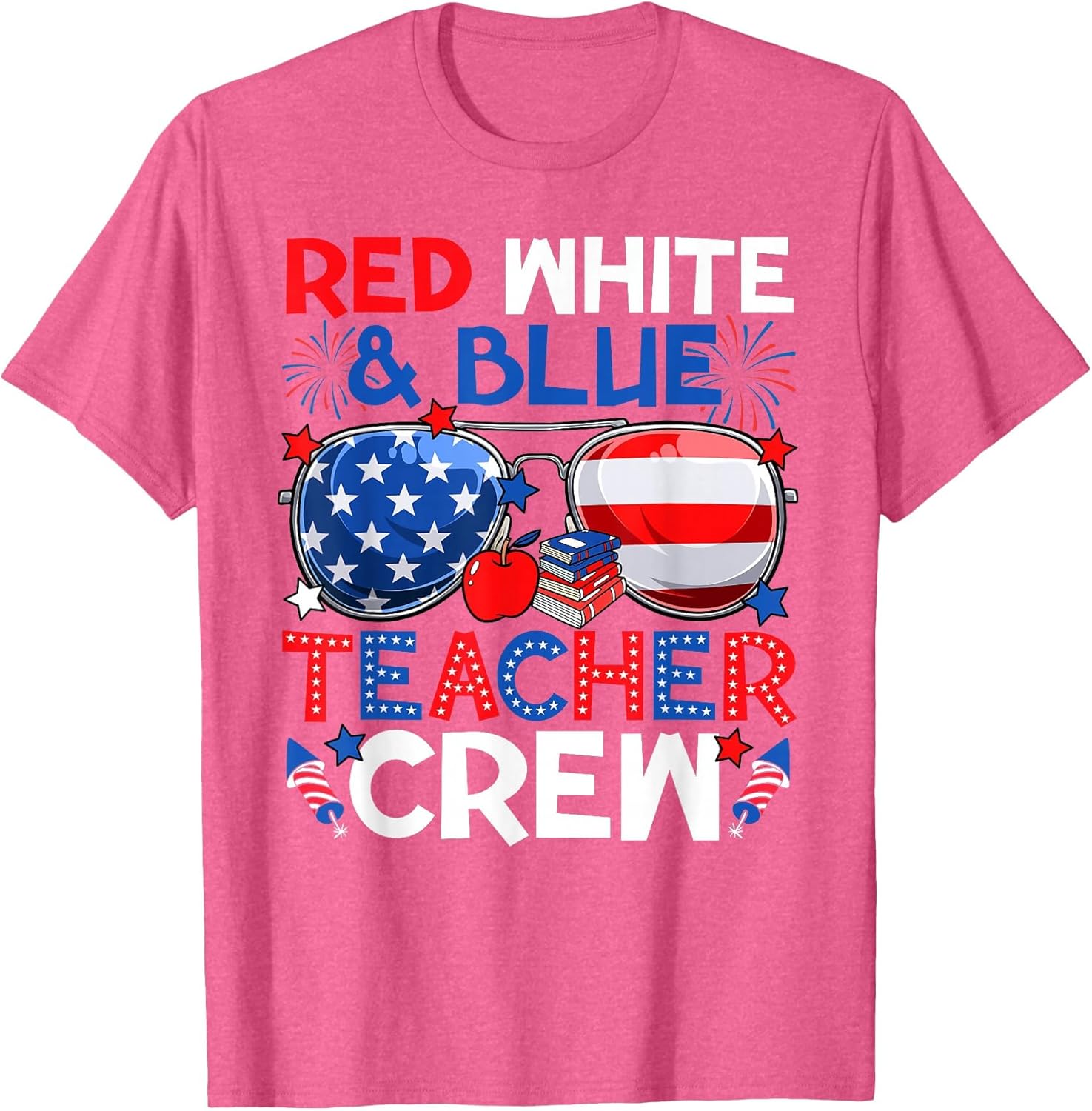 4th of July Red White & Teacher Crew American Flag
